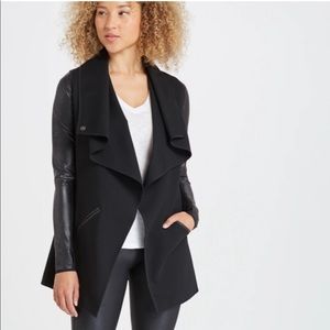Spanx Faux Leather Drape Front Jacket